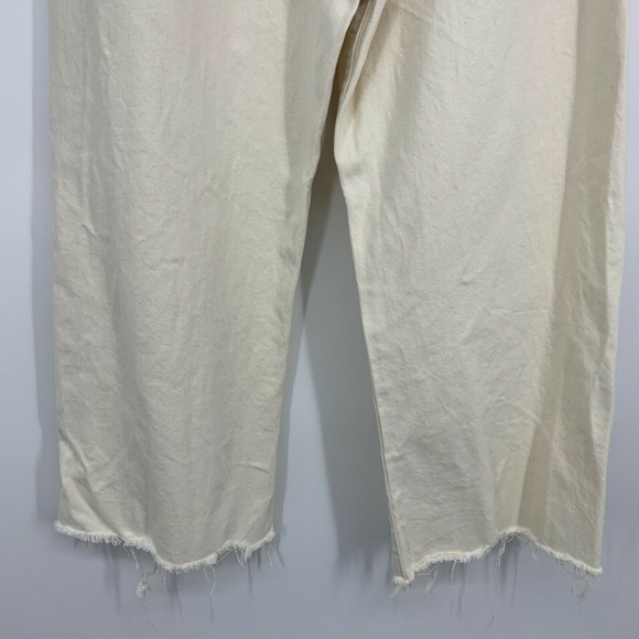 American Eagle Jeans Womens Plus Size 20 Regular Wide Leg Crop Button Fly Beige - Picture 11 of 11